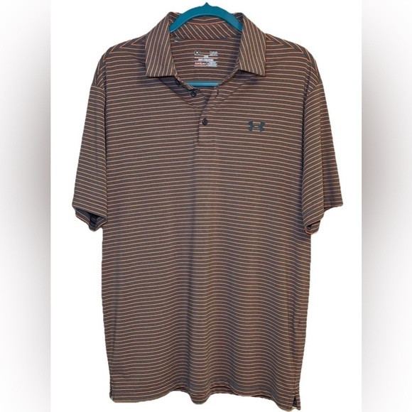 Under Armour Other - Under armour polo shirt adult large L gra orange short sleeve performance mens